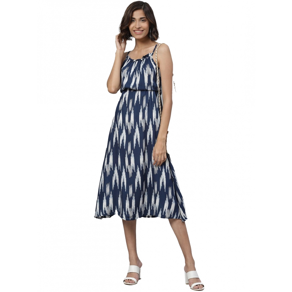 53590935399_3bd15fe044_o_d-1000x1000-1.webp Generic Women's Casual Sleeveless Ikat Print Rayon Dress (Blue) - Image 1