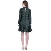 Generic Women's Cotton Blend Floral Full Sleeves Dress (Green) - Image 2