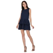 Generic Women's Cotton Blend Solid Sleeveless Dress (Blue) - Image 5