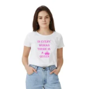 Generic Women's Polyester Solid Printed Round Neck Half Sleeve T-shirt (White)