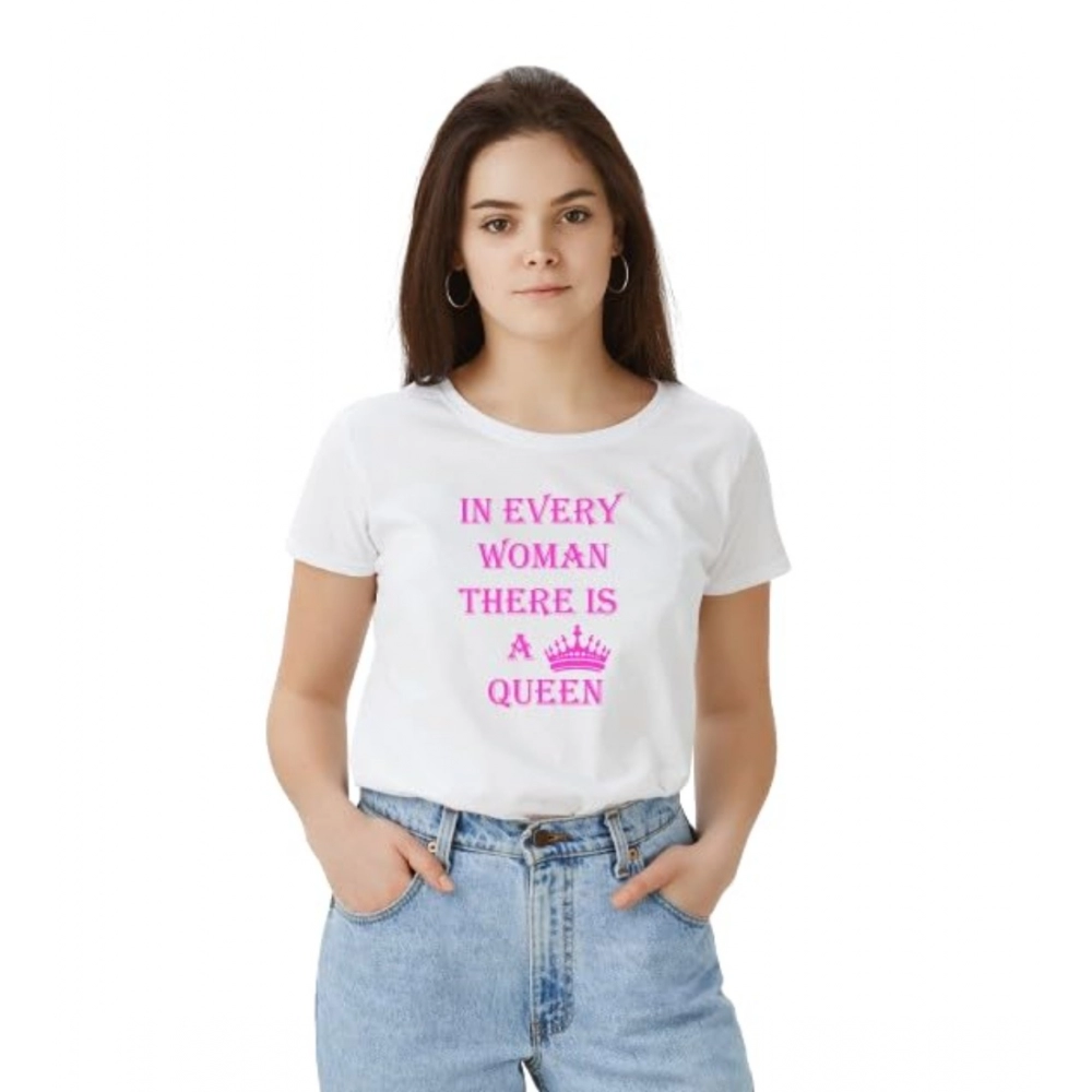54010333756_9609da801f_o_d-1000x1000-1.webp Generic Women's Polyester Solid Printed Round Neck Half Sleeve T-shirt (White) - Image 1