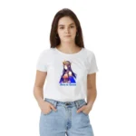 Generic Women's Polyester Solid Printed Round Neck Half Sleeve T-shirt (White)