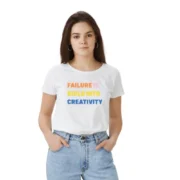 Generic Women's Polyester Solid Printed Round Neck Half Sleeve T-shirt (White)