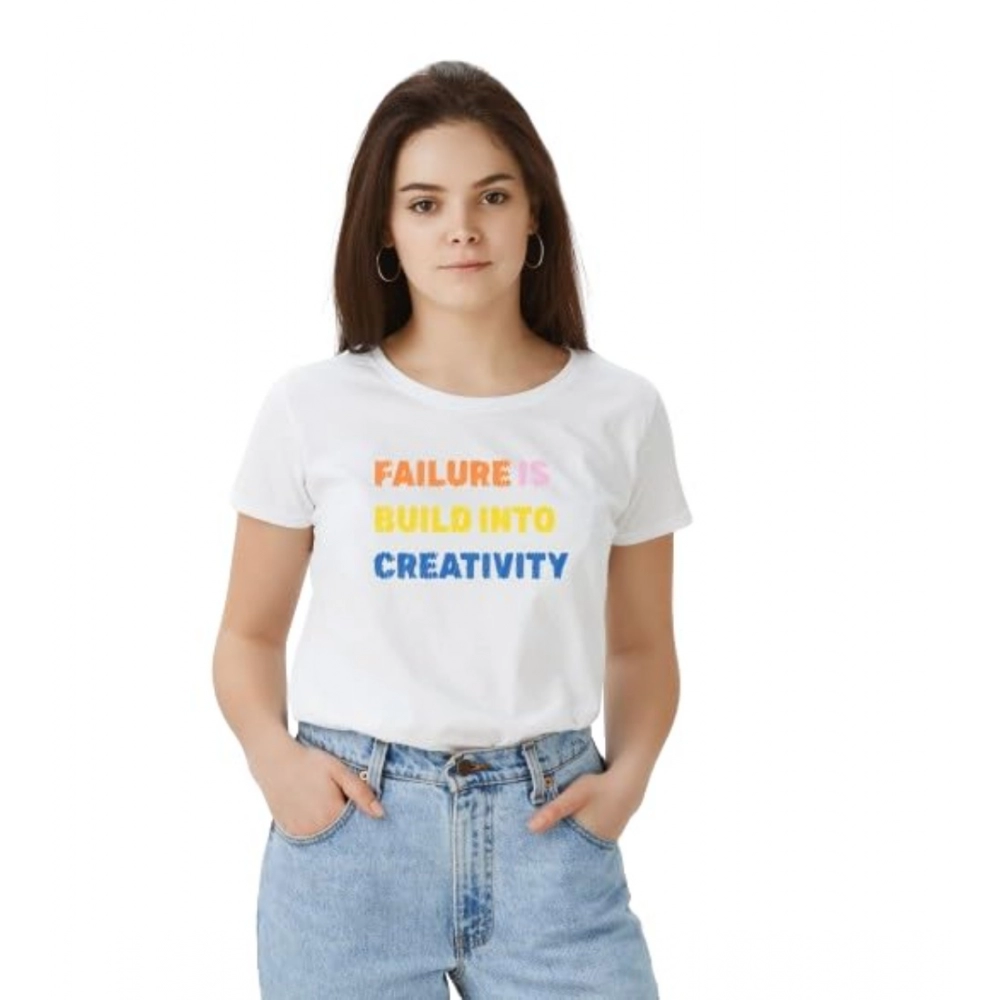 54010659349_45cc46851d_o_d-1000x1000-1.webp Generic Women's Polyester Solid Printed Round Neck Half Sleeve T-shirt (White) - Image 1