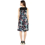 Generic Women's Polyester Printed Sleeveless Above Knee Dress (Black - Multicolor) - Image 7