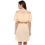 Generic Women's Polyester Solid Sleeveless Knee-Length Dress (Beige) - Image 7