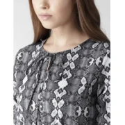 Generic Women's Polyester Animal Print Short Sleeve Knee-Length Dress (Black - White) - Image 2