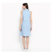 Generic Women's Denim Solid Sleeveless Below Knee Dress (Blue) - Image 7