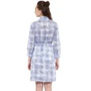 Generic Women's Cotton Checkered Roll Up Sleeve Above Knee Dress (Blue) - Image 7