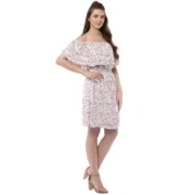 Generic Women's Rayon Floral Half Sleeve Above Knee Dress (Multicolor) - Image 4