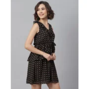 Generic Women's Polyester Peplum Sleeveless Above Knee Dress (Black) - Image 3