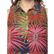 Generic Women's Polyester Floral Sleeveless Below Knee Dress (Multicolor) - Image 2
