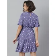 Generic Women's Polyester Polka Bell Sleeve Above Knee Dress (Lavender) - Image 6