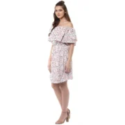 Generic Women's Rayon Floral Half Sleeve Above Knee Dress (Multicolor) - Image 3