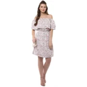 Generic Women's Rayon Floral Half Sleeve Above Knee Dress (Multicolor) - Image 6