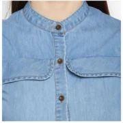 Generic Women's Denim Solid Cold Shoulder Above Knee Dress (Blue) - Image 2