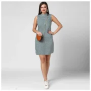 Generic Women's Polyester Striped Sleeveless Above Knee Dress (Green) - Image 5