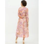 Generic Women's Polyester Printed Long Sleeves Calf-length Dress (Multicolor) - Image 7