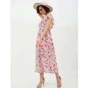 Generic Women's Polyester Floral One Shoulder Calf-length Dress (Multicolor) - Image 6