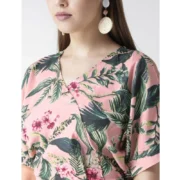 Generic Women's Polyester Floral Half Sleeve Jumpsuit (Pink) - Image 2