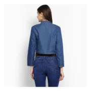 Generic Women's Denim Pleated 3-4th Sleeves Shrug (Blue) - Image 2