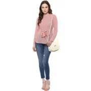 Generic Women's Polyester Solid Long Sleeves Regular Top (Pink) - Image 3
