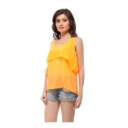 Generic Women's Polyester Solid Sleeveless Regular Top (Orange) - Image 5