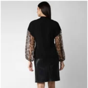 Generic Women's Polyester Animal Print Long Sleeves Top (Black) - Image 2