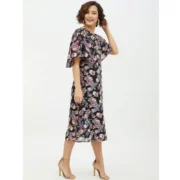 Generic Women's Polyester Chain Print Cap Sleeve Calf-length Dress (Multicolor) - Image 4