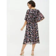 Generic Women's Polyester Chain Print Cap Sleeve Calf-length Dress (Multicolor) - Image 7