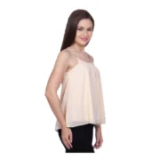 Generic Women's Polyester Solid Shoulder Straps Regular Top (Beige) - Image 3