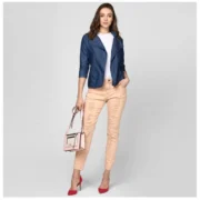 Generic Women's Denim Solid 3-4th Sleeves Top (Blue) - Image 3