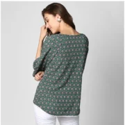 Generic Women's Polyester Printed 3-4th Sleeves Top (Green) - Image 2