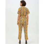 Generic Women's Polyester Printed Half Sleeve Long Jumpsuit (Yellow) - Image 7