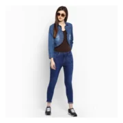 Generic Women's Denim Pleated 3-4th Sleeves Shrug (Blue) - Image 3