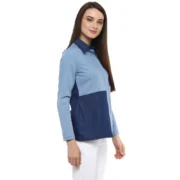 Generic Women's Denim Patch Work Long Sleeves Regular Top (Blue) - Image 5