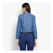 Generic Women's Denim Smocking 3-4th Sleeves Shrug (Blue) - Image 2