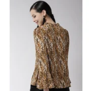 Generic Women's Polyester Printed Bell Sleeve Top (Orange - Black) - Image 2