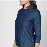 Generic Women's Denim Solid 3-4th Sleeves Top (Blue) - Image 5
