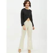 Generic Women's Polyester Asymmetrical Long Sleeves Top (Black) - Image 3