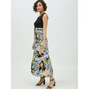 Generic Women's Rayon Floral Sleeveless Calf-length Dress (Multicolor) - Image 3