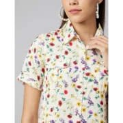Generic Women's Polyester Floral Short Sleeve Above Knee Dress (Multicolor) - Image 2
