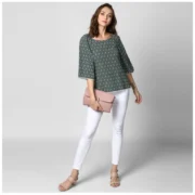 Generic Women's Polyester Printed 3-4th Sleeves Top (Green) - Image 3