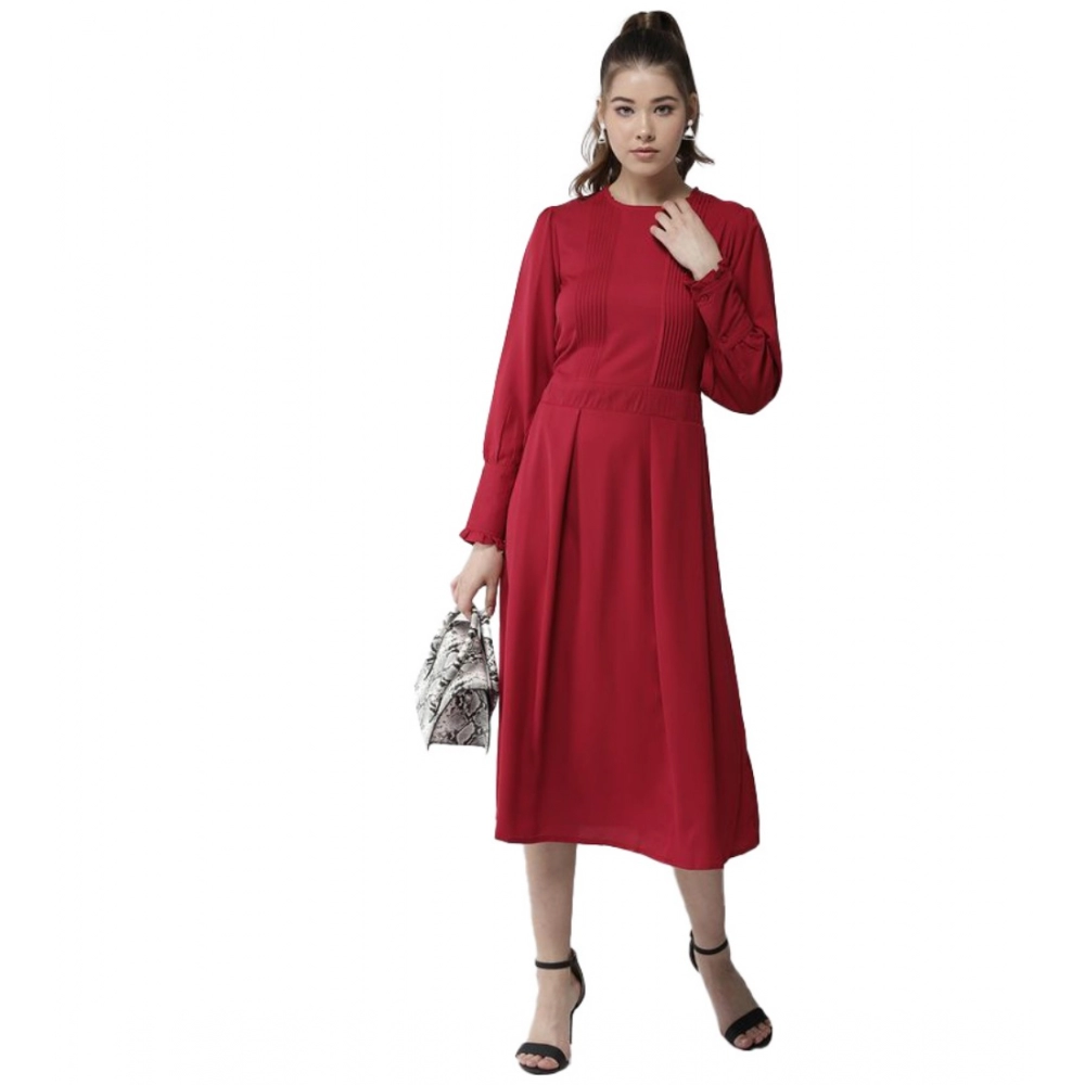 54040648407_88c4edf194_o_d-1000x1000-1.webp Generic Women's Polyester Pintuck Long Sleeves Below Knee Dress (Red) - Image 1
