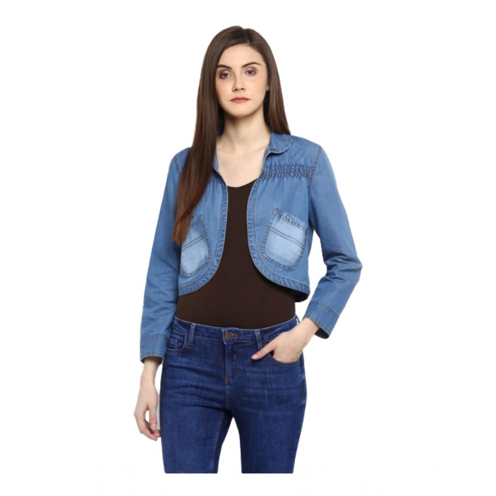 54041513456_5d4bec1f2e_o_d-1000x1000-1.webp Generic Women's Denim Smocking 3-4th Sleeves Shrug (Blue) - Image 1