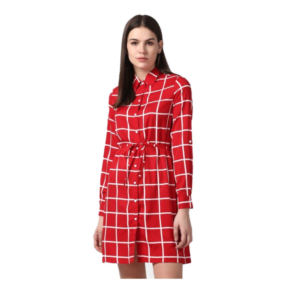 54041513876_95bb951772_o_d-1000x1000-1.webp Generic Women's Polyester Checkered Long Sleeves Above Knee Dress (Red) - Image 1
