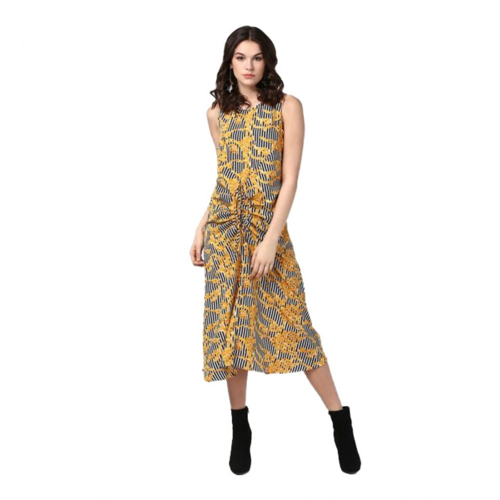 54041513931_a0f8a43e89_o_d-1000x1000-1.webp Generic Women's Polyester Chain Print Sleeveless Below Knee Dress (Yellow - Black) - Image 1