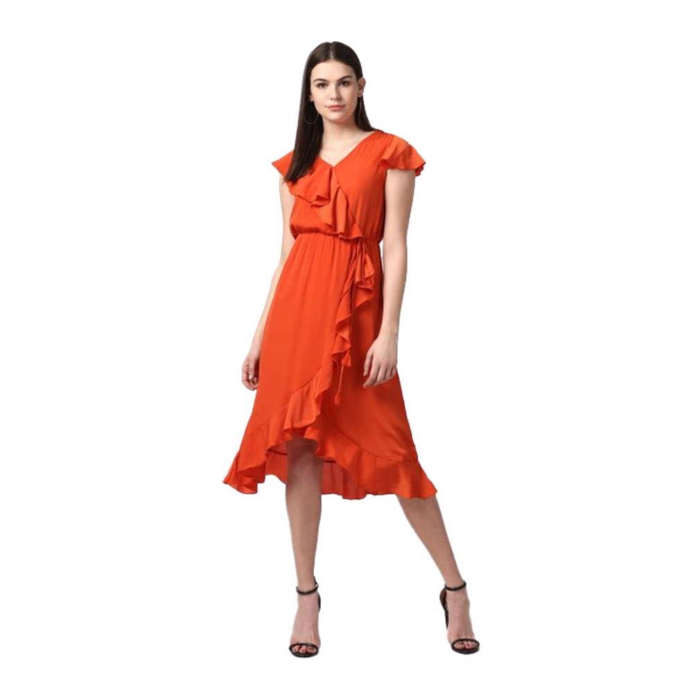 54041513966_0b182e8659_o_d-1000x1000-1.webp Generic Women's Polyester Ruffled Cap Sleeve Knee-Length Dress (Orange) - Image 1