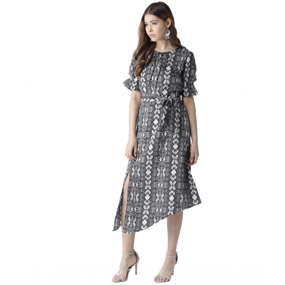 54041513991_edf335b03e_o_d-1000x1000-1.webp Generic Women's Polyester Animal Print Short Sleeve Knee-Length Dress (Black - White) - Image 1