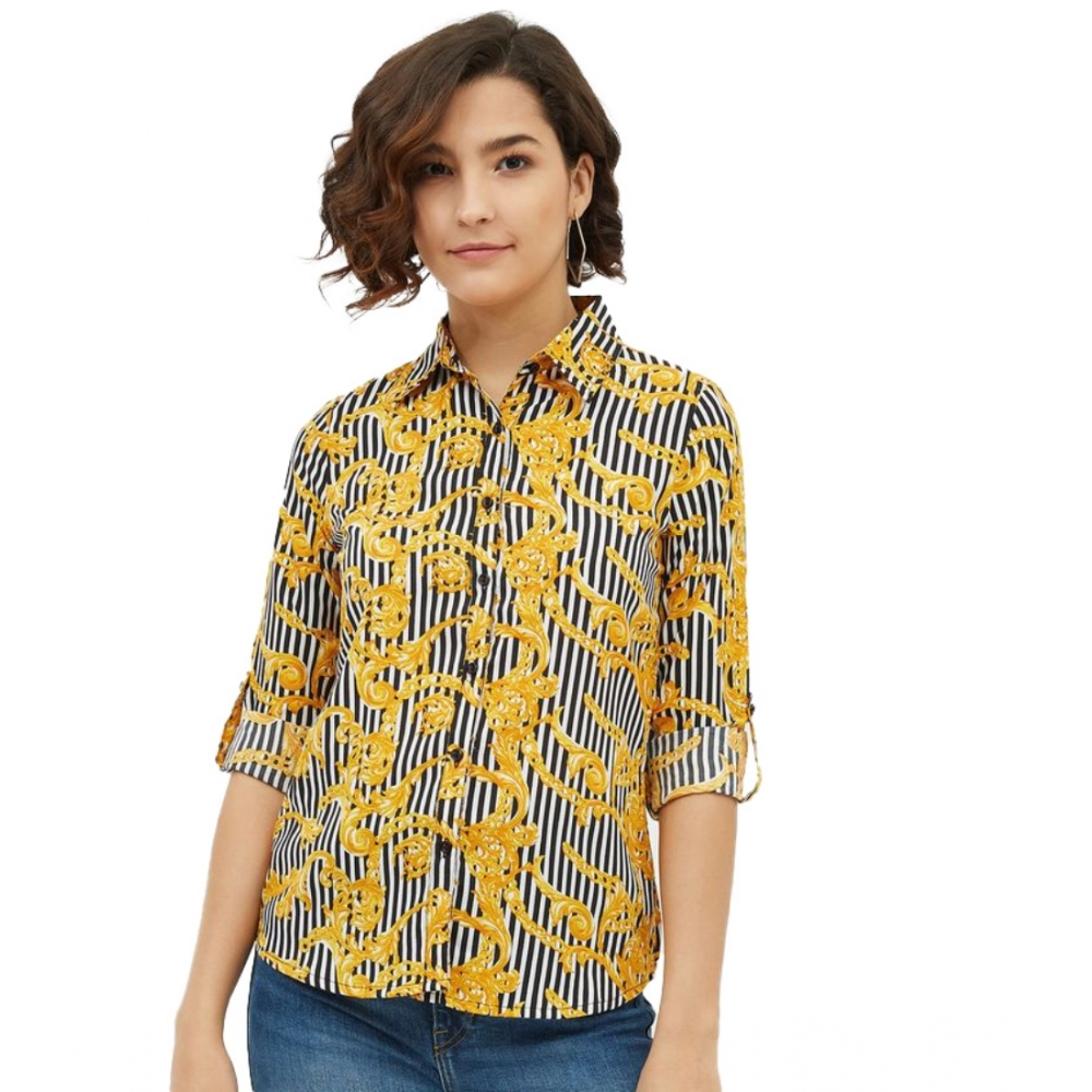54041763403_001a2f7f88_o_d-1000x1000-1.webp Generic Women's Polyester Printed Roll Up Sleeve Standard Length Shirt (Mustared) - Image 1